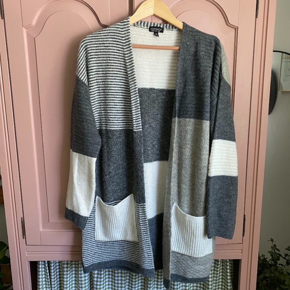 Topshop Oversized Colorblock Cardigan